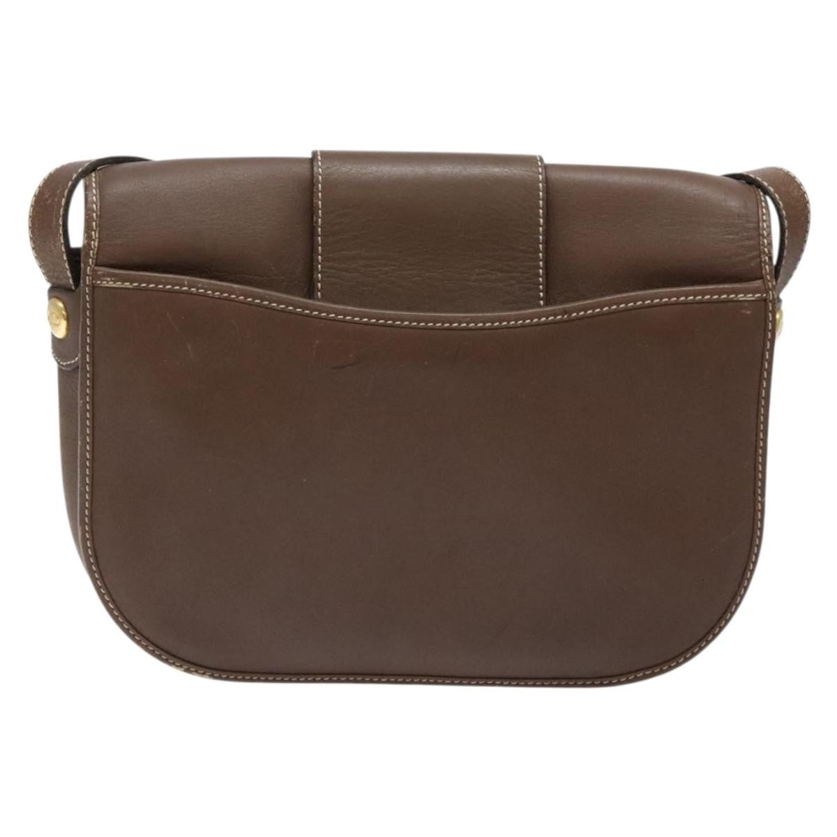 Christian Dior Vintage CD Flap Shoulder Bag Leather, BROWN, LEATHER, Shoulder bag