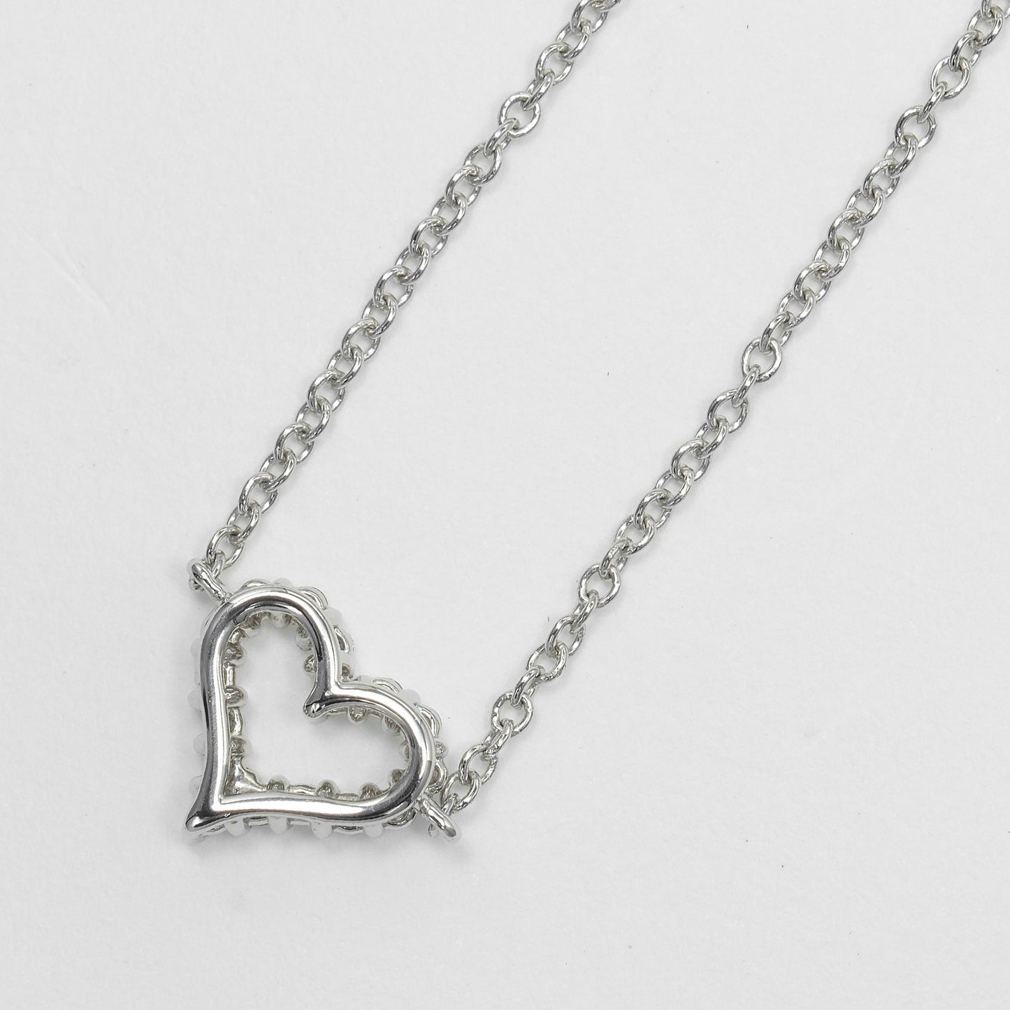 Tiffany & Co. Sentimental Heart 3 Diamond Pendant Necklace 18K Rose Gold with Diamonds, CLEAR, SILVER, Necklace