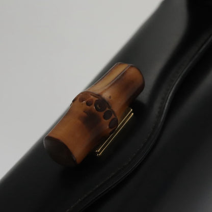 Gucci Vintage Convertible Bamboo Box Crossbody Bag Leather, BLACK, LEATHER, Handbag