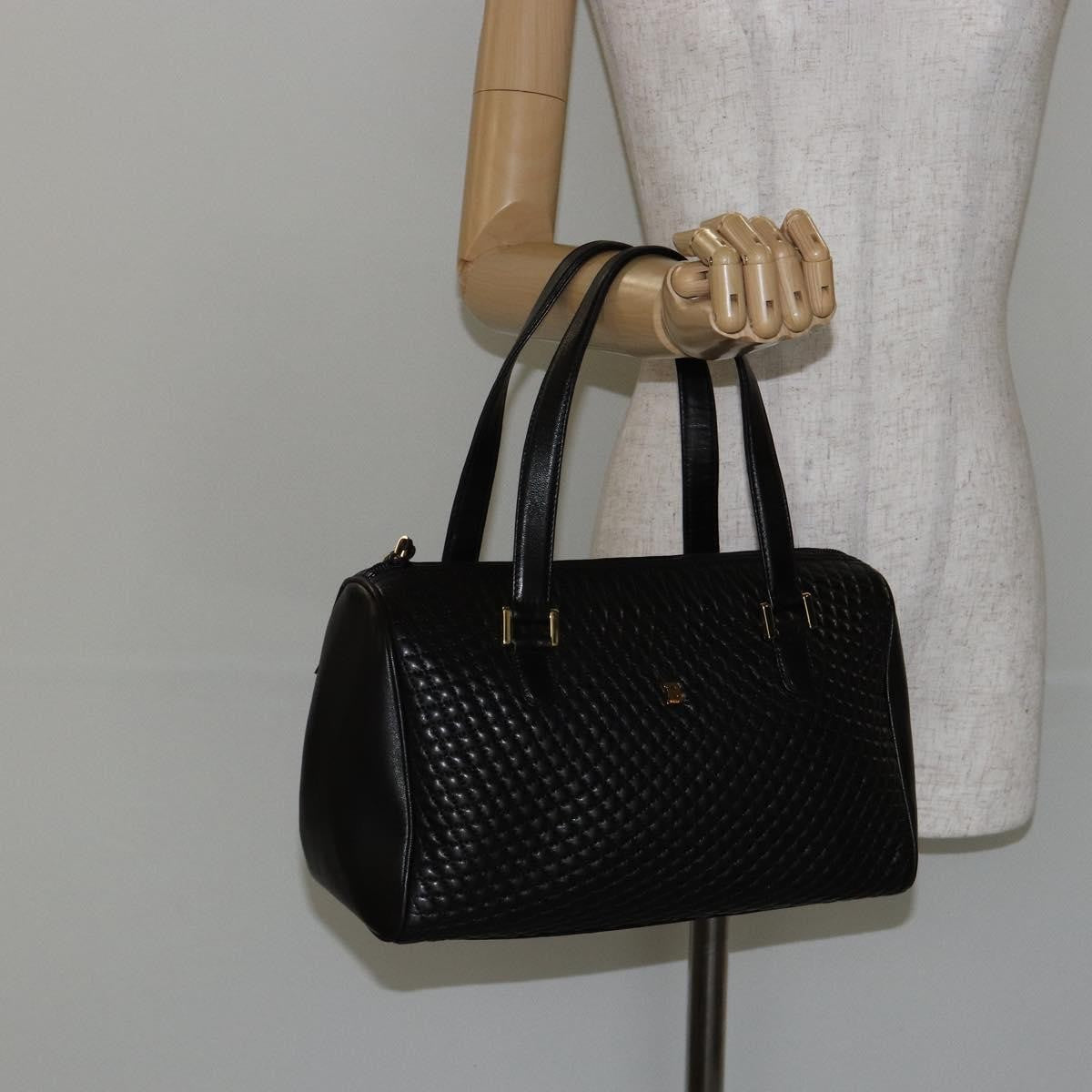 Bally Vintage Handbag Quilted Leather, BLACK, LEATHER, Handbag