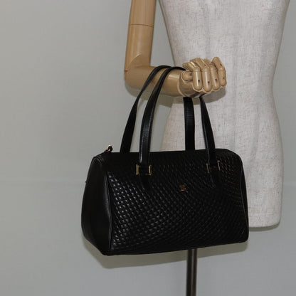 Bally Vintage Handbag Quilted Leather, BLACK, LEATHER, Handbag