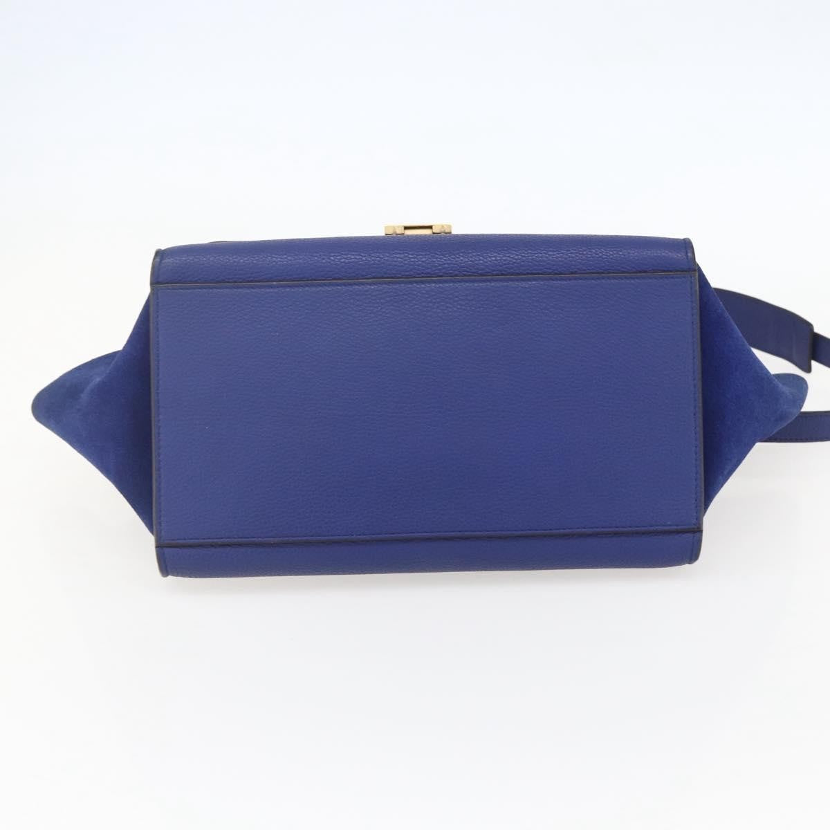 Celine Trapeze Bag Leather with Suede, BLUE, LEATHER, Handbag