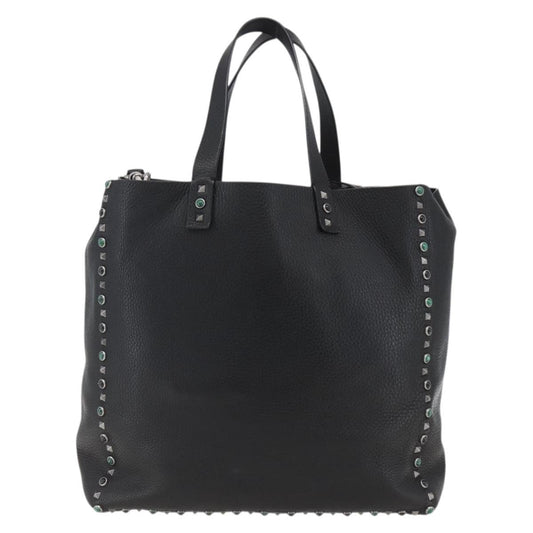 Valentino Garavani Rolling Rockstud Reversible Convertible Tote Leather with Cabochons, BLACK, LEATHER, Tote bag