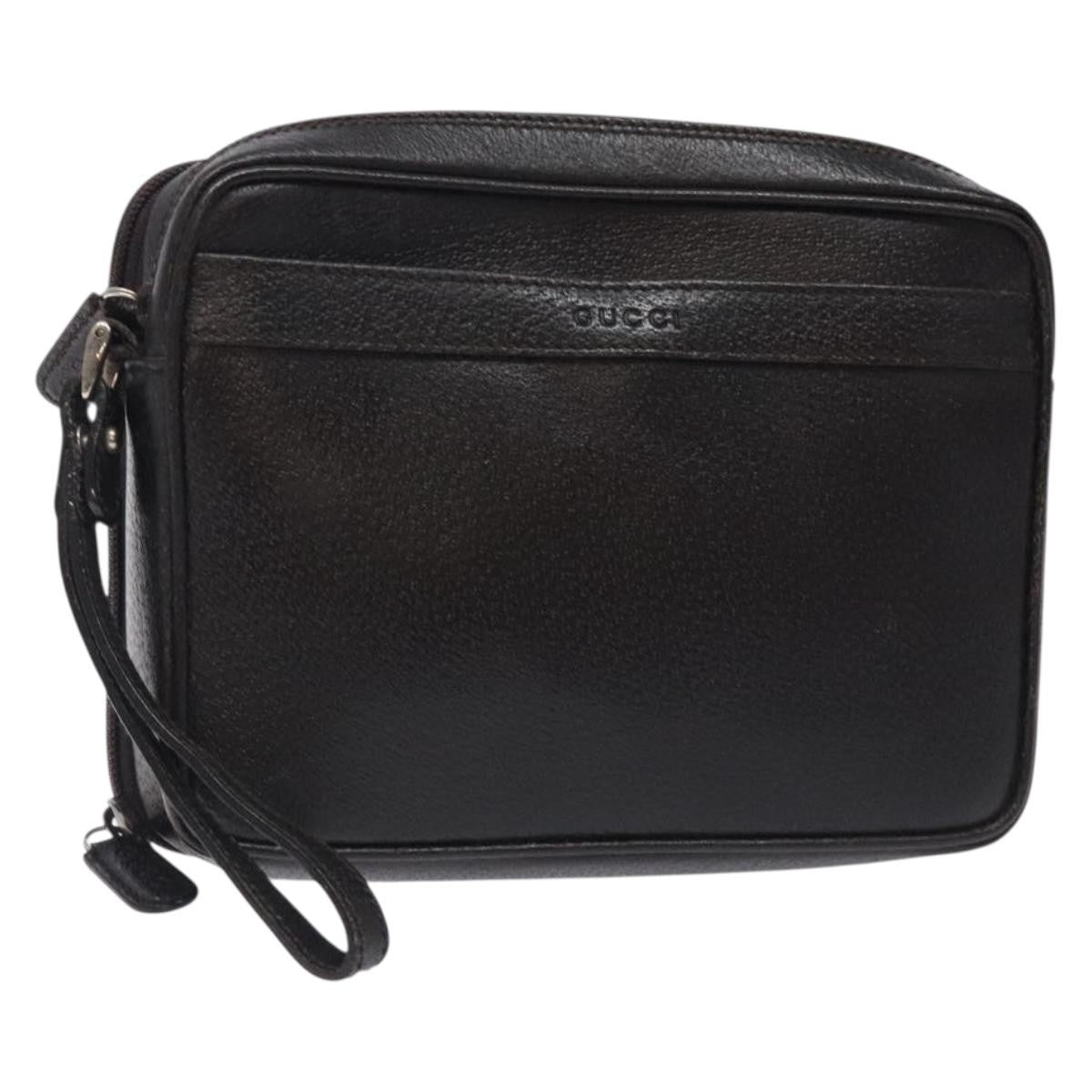 Gucci Zipped Pouch Leather, BROWN, LEATHER, Clutche & pouche