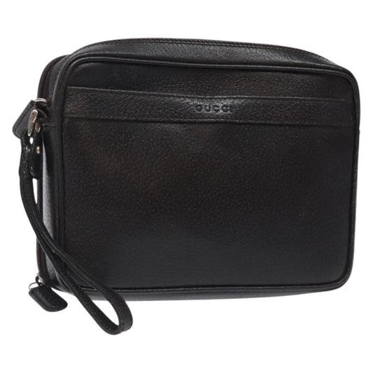 Gucci Zipped Pouch Leather, BROWN, LEATHER, Clutche & pouche