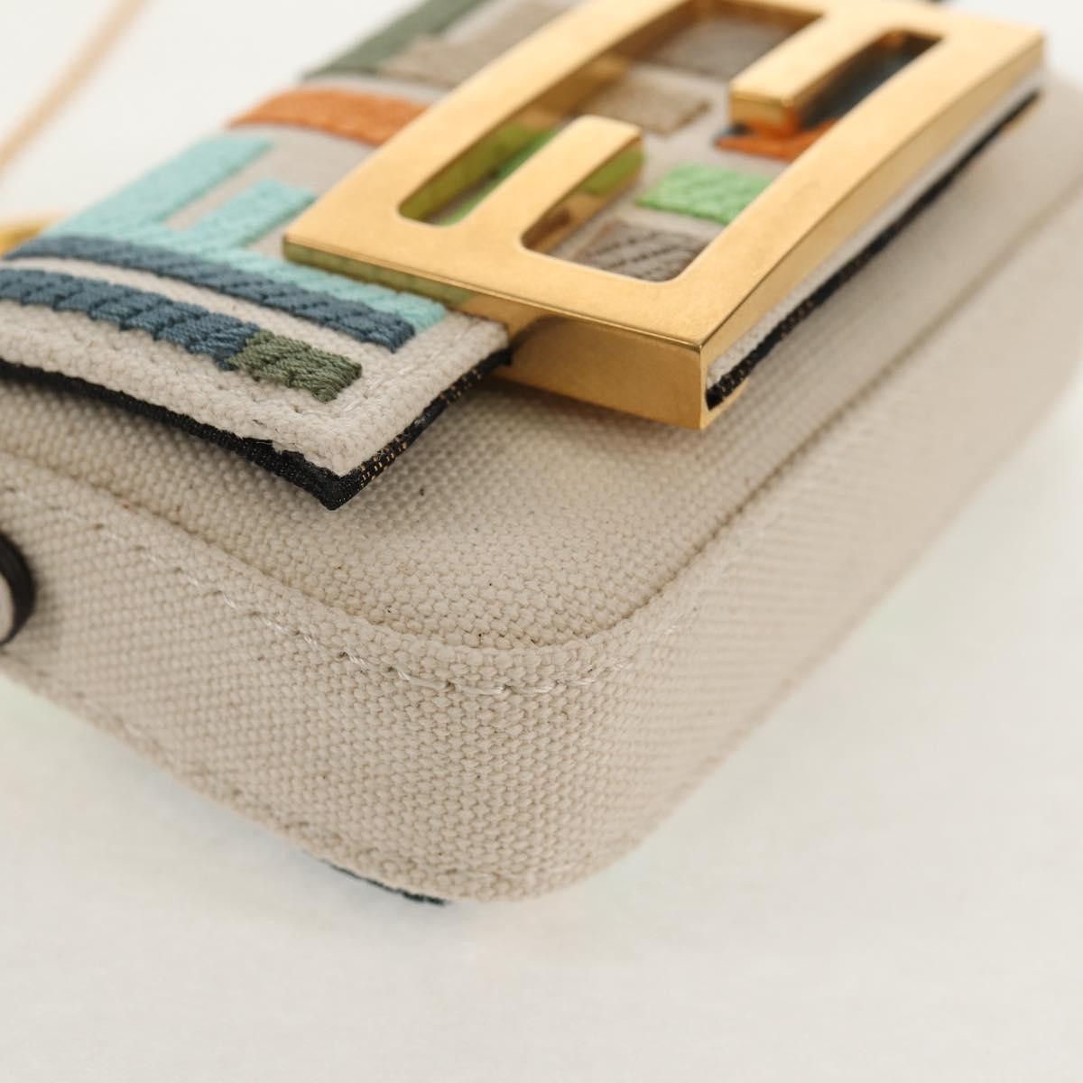 Fendi Chain Baguette Charm Bag Zucca Embroidered Canvas, MULTICOLOUR, CANVAS, Shoulder bag