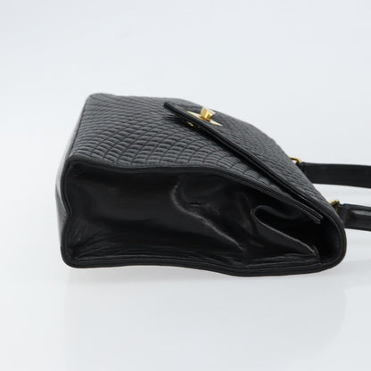 Bally Vintage Flap Handbag Quilted Leather, Black, Leather, Handbag
