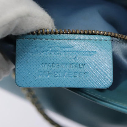 Salvatore Ferragamo Vara Bow Chain Tote Leather, BLUE, LEATHER, Tote bag