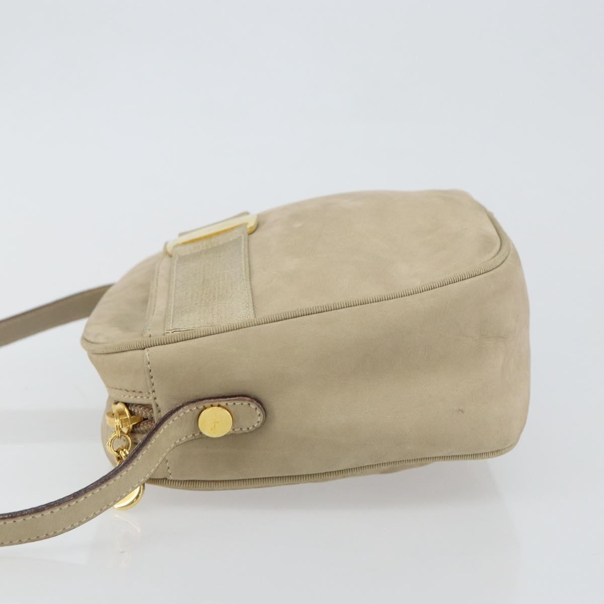 Salvatore Ferragamo Vala Shoulder Bag Suede, BEIGE, SUEDE, Shoulder bag
