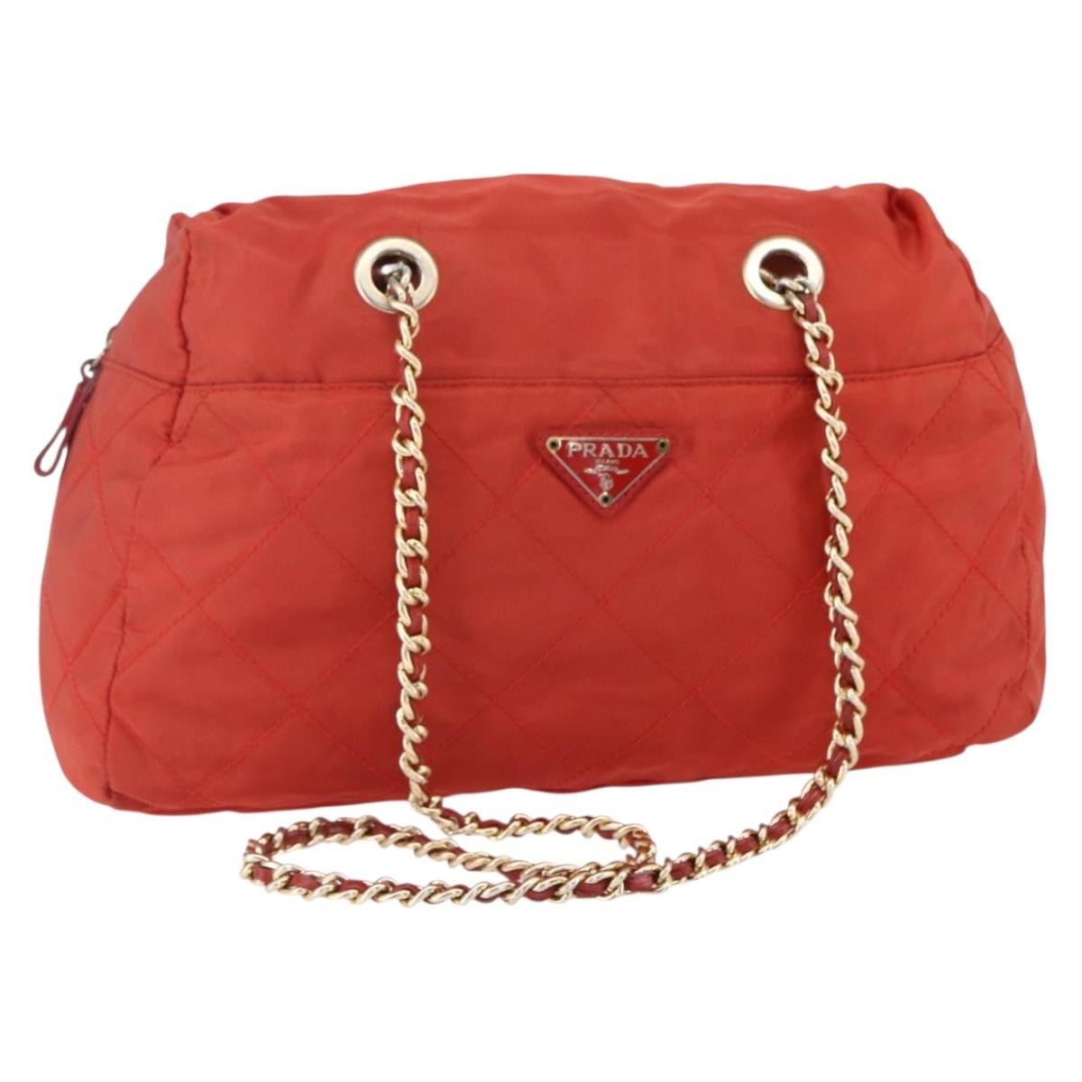 Prada Chain Shoulder Bag Tessuto, ORANGE, NYLON, Shoulder bag