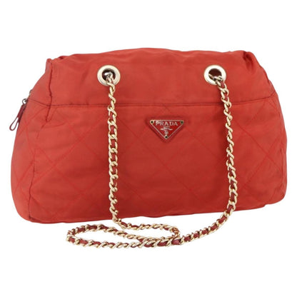 Prada Chain Shoulder Bag Tessuto, ORANGE, NYLON, Shoulder bag