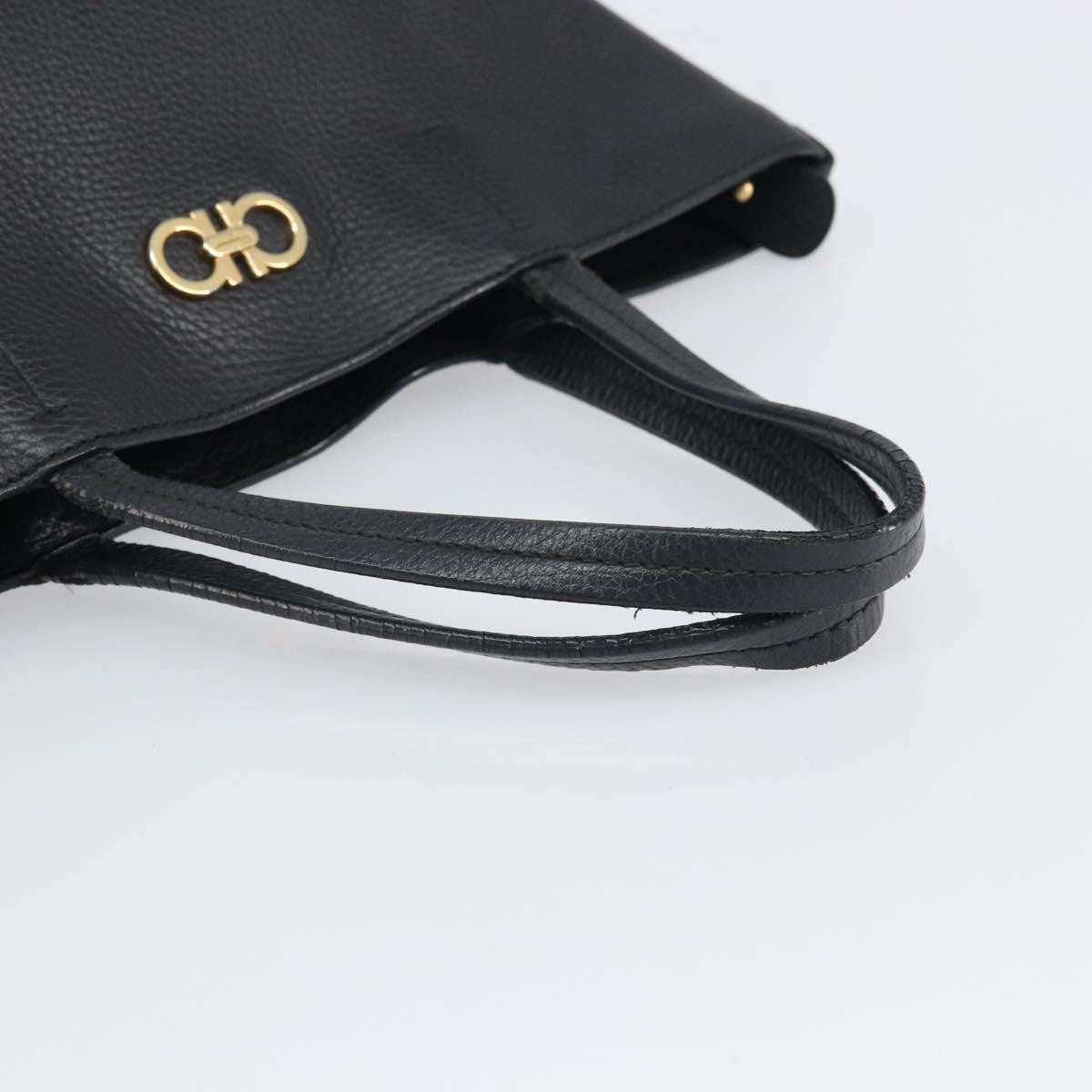 Salvatore Ferragamo Gancini Tote Leather, BLACK, LEATHER, Tote bag