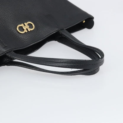 Salvatore Ferragamo Gancini Tote Leather, BLACK, LEATHER, Tote bag