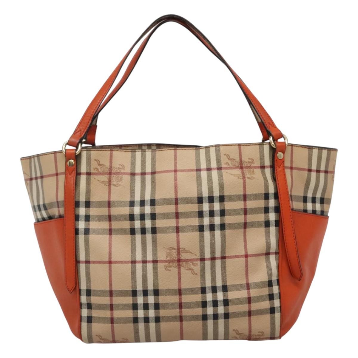 Burberry Canterbury Panels Tote Haymarket Coated Canvas and Leather, BEIGE, CANVAS, Tote bag