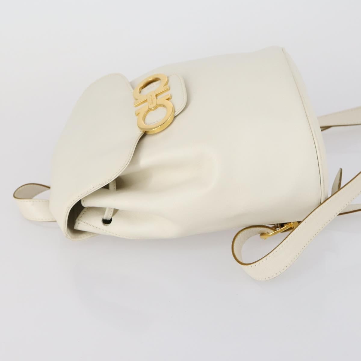 Salvatore Ferragamo Gancini Backpack Leather, WHITE, LEATHER, Backpack