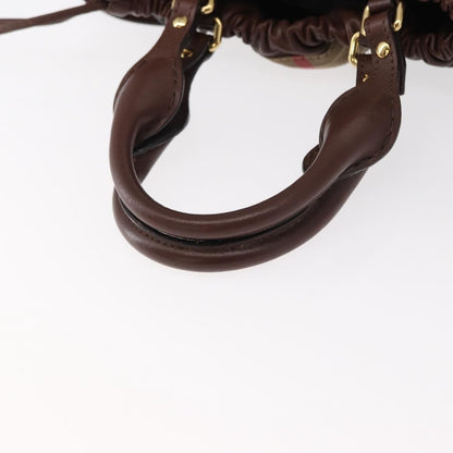 Burberry Big Crush Tote Leather and House Check Canvas, BROWN, LEATHER, Handbag