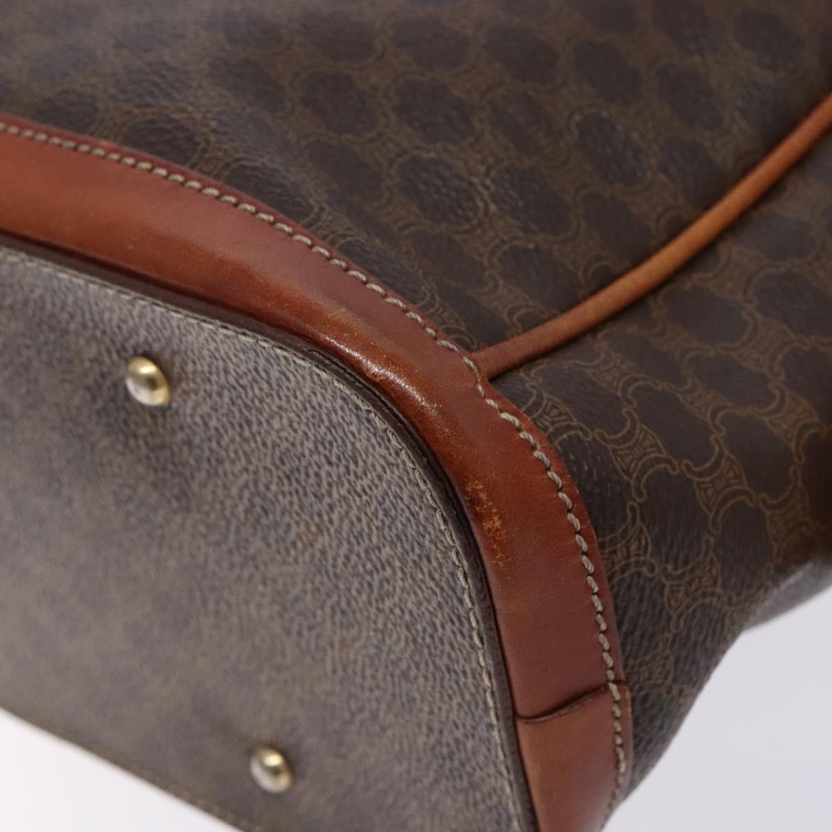 Celine Macadam Handbag Macadam with leather, BROWN, CANVAS, Handbag