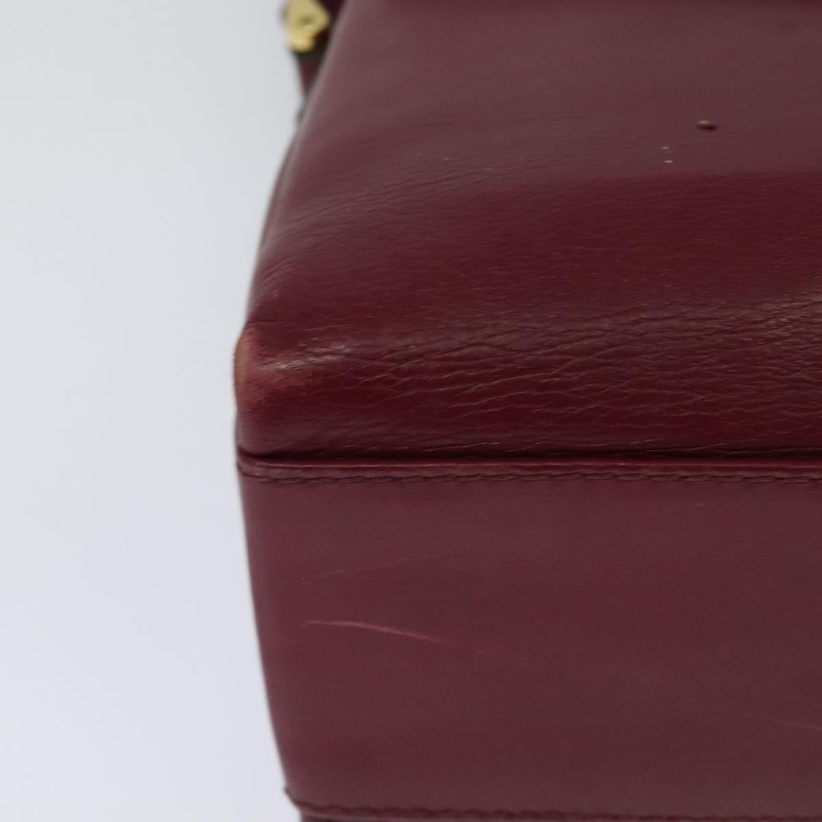 Celine Circle logo Leather, BURGUNDY, LEATHER, Shoulder bag