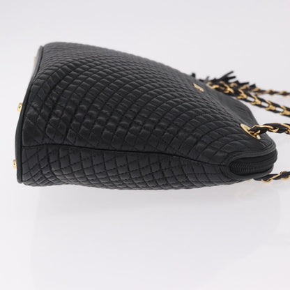 Bally Vintage Chain Shoulder Bag Quilted Leather, Black, Leather, Shoulder Bag