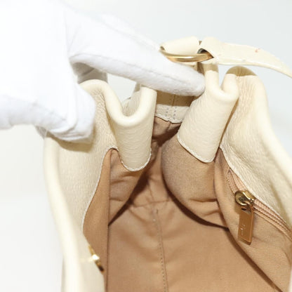 Salvatore Ferragamo Gancini Shoulder Bag Leather, WHITE, LEATHER, Shoulder bag