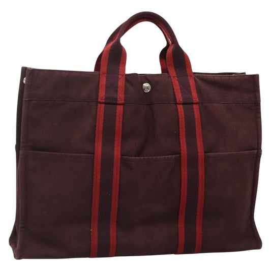 Hermes Fourre Tout Tote Canvas, RED, CANVAS, Tote bag
