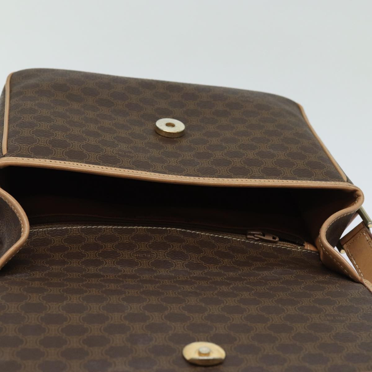 Celine Macadam Shoulder Bag PVC Leather, BROWN, CANVAS, Shoulder bag