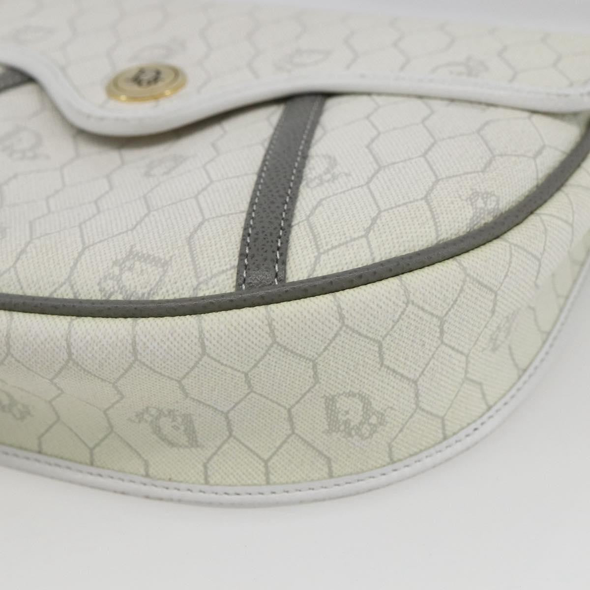 Christian Dior Vintage Honeycomb Flap Crossbody Bag Coated Canvas, WHITE, CANVAS, Shoulder bag