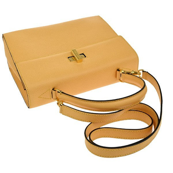 Celine Vintage Convertible Turnlock Top Handle Bag Leather, YELLOW, LEATHER, Handbag