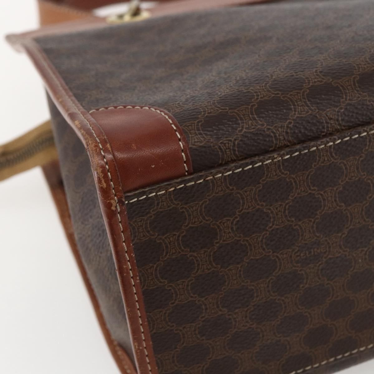 Celine Vintage Macadam Handbag Canvas and Leather, BROWN, CANVAS, Handbag