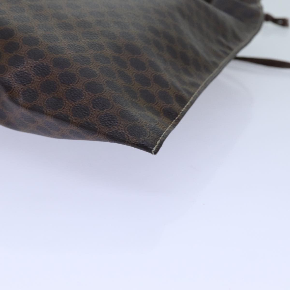 Celine Triomphe Drawstring Bucket Bag Raffia with Leather, BROWN, PVC, Shoulder bag