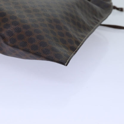 Celine Triomphe Drawstring Bucket Bag Raffia with Leather, BROWN, PVC, Shoulder bag