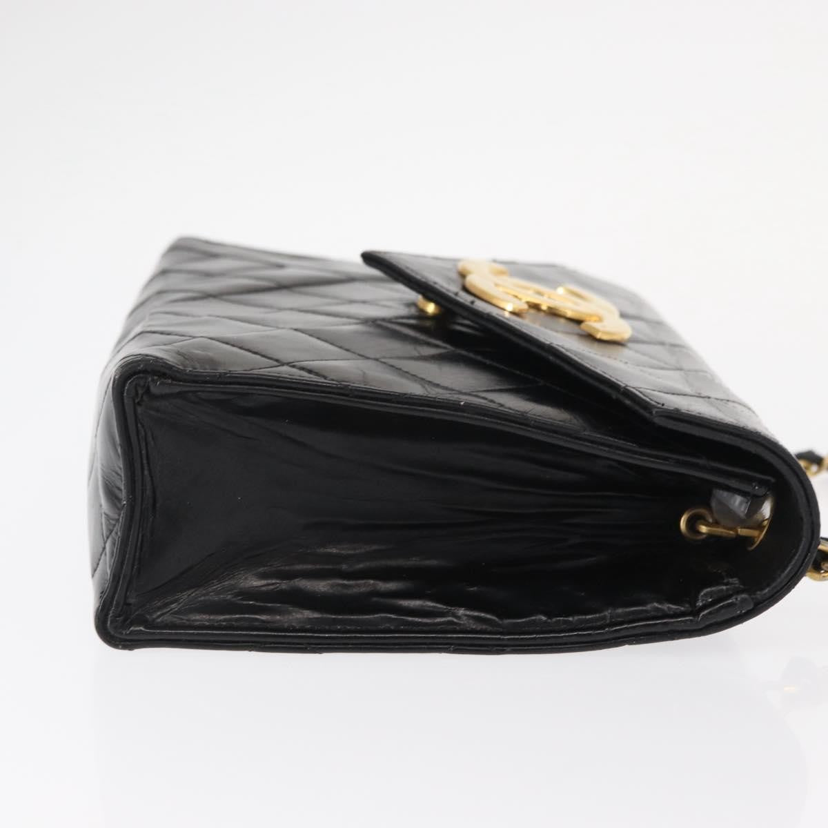 Chanel Vintage Envelope Flap Shoulder Bag Quilted Lambskin, BLACK, LEATHER, Shoulder bag