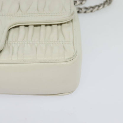 Prada Chain Flap Shoulder Bag Nappa Gaufre, WHITE, LEATHER, Shoulder bag