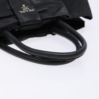 Prada Bow Tote Tessuto with Leather, BLACK, NYLON, Tote bag