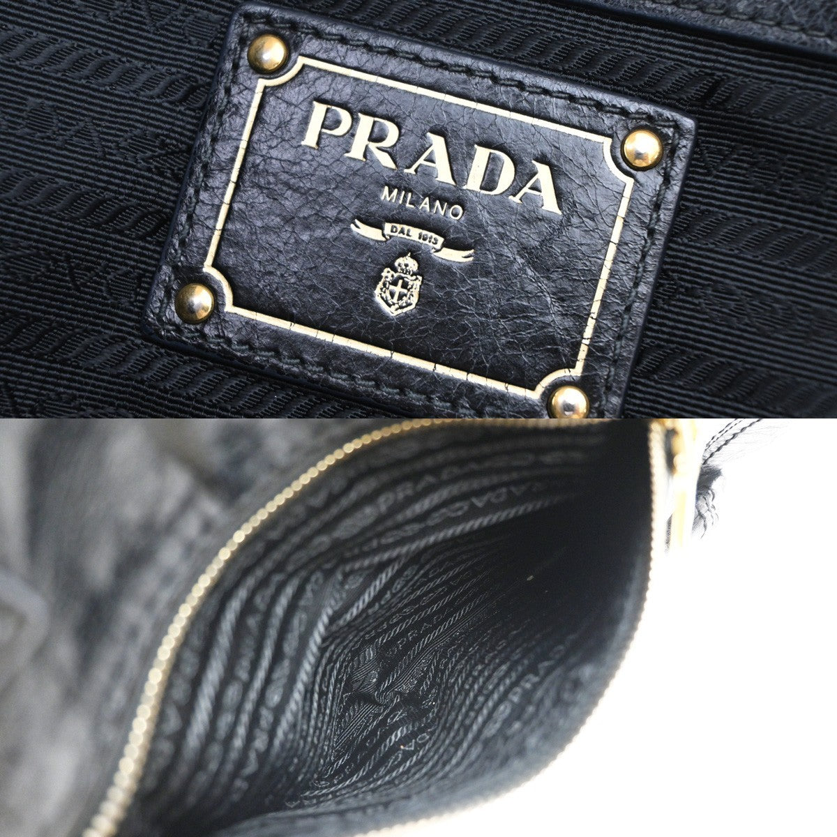 Prada Front Pocket Convertible Tote Leather, BLACK, LEATHER, Tote bag