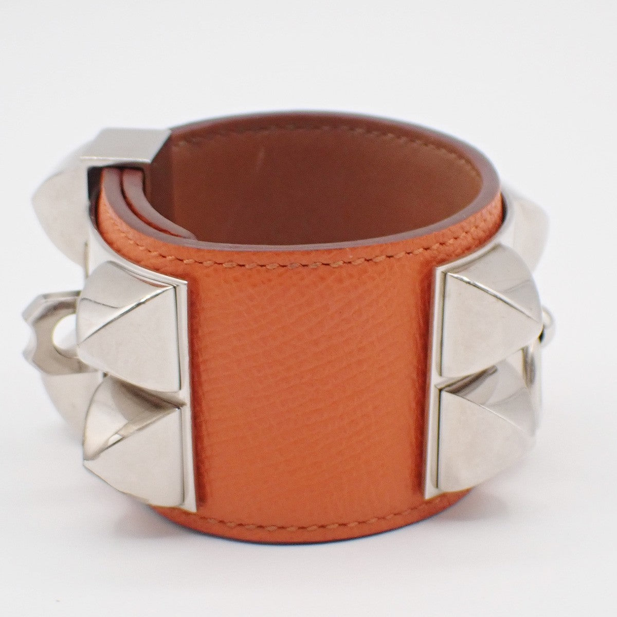Hermes Collier de Chien Bracelet Leather, ORANGE, LEATHER, Bracelet