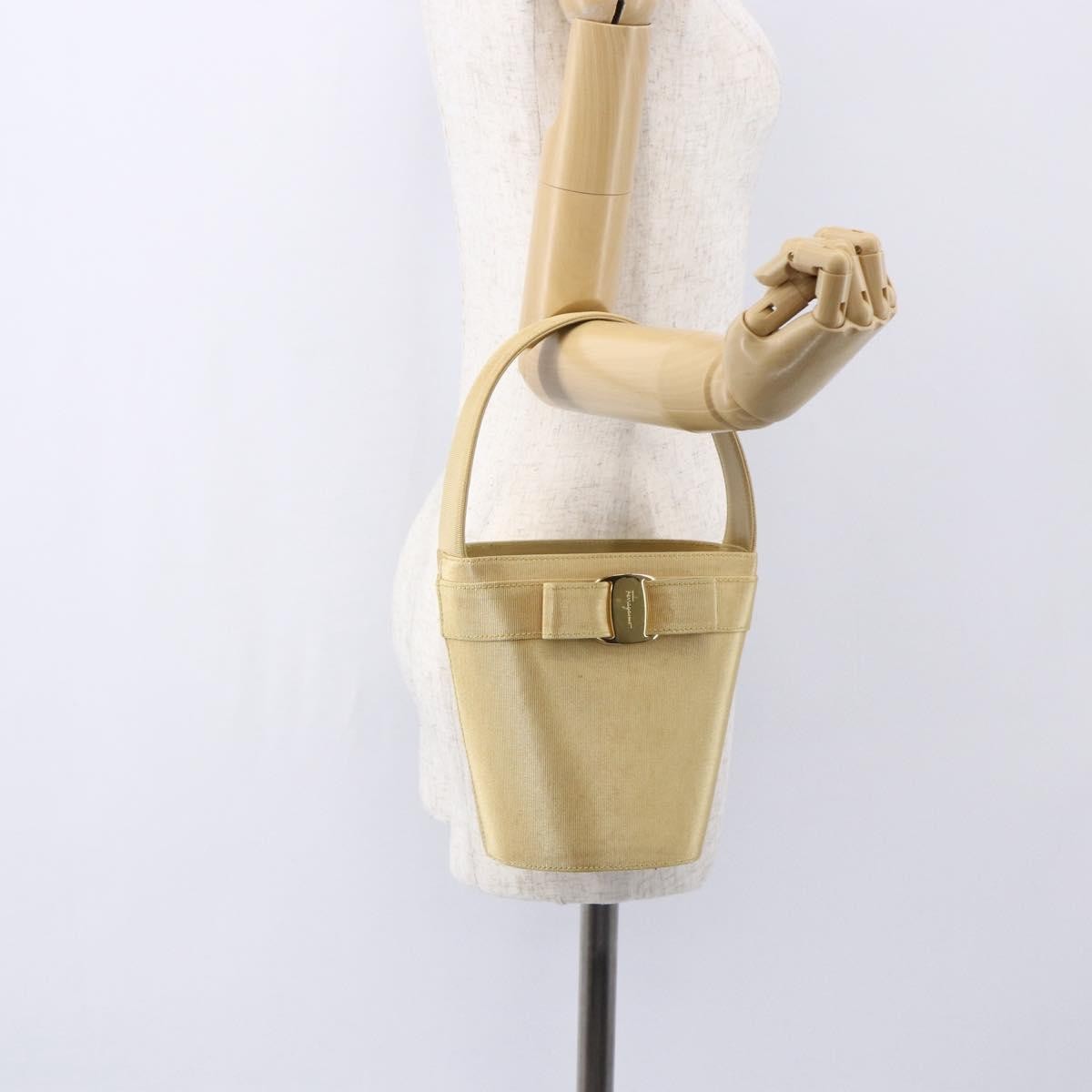 Salvatore Ferragamo Vala Handbag Canvas, YELLOW, CANVAS, Handbag