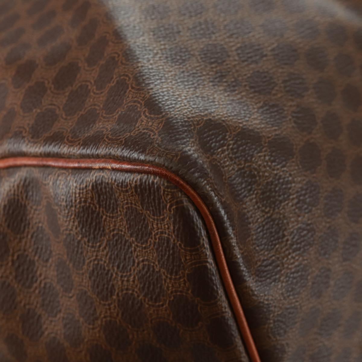 Celine Vintage Macadam Boston bag Canvas and Leather, BROWN, CANVAS, Travel bag