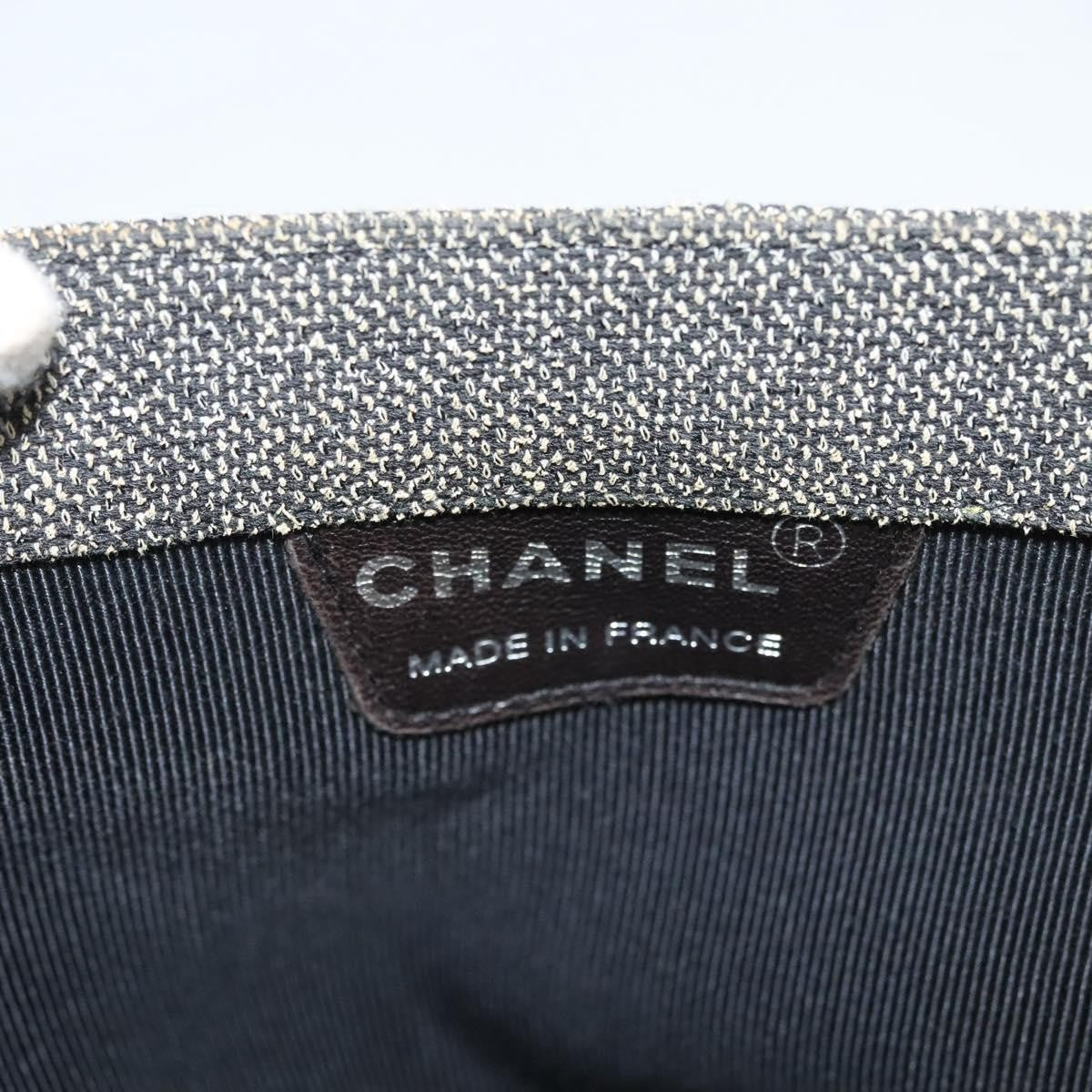 Chanel Vintage Chocolate Bar Tote Quilted Canvas, GRAY, CANVAS, Tote bag