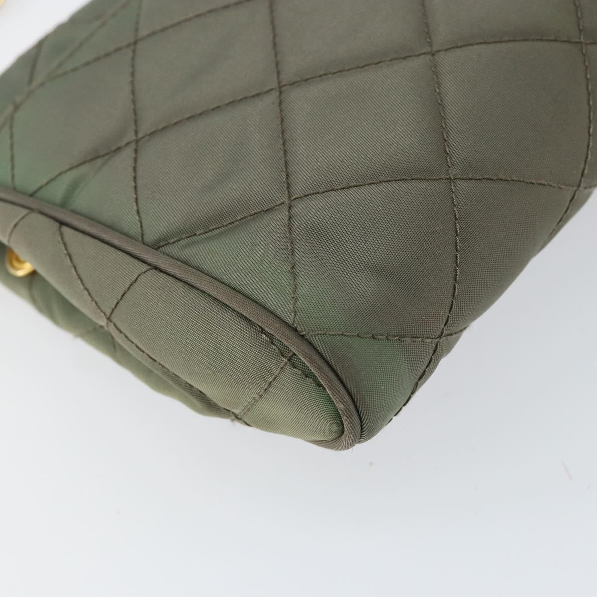 Prada Pushlock Chain Flap Bag Quilted Tessuto, KHAKI, NYLON, Shoulder bag