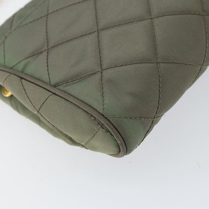 Prada Pushlock Chain Flap Bag Quilted Tessuto, KHAKI, NYLON, Shoulder bag