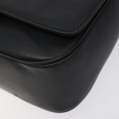 Celine Vintage Circle Logo Crossbody Bag Leather, BLACK, LEATHER, Shoulder bag