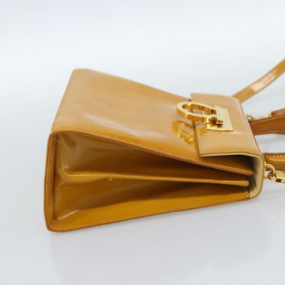 Salvatore Ferragamo Gancini handbag Patent leather, Yellow, Patent Leather, Handbag
