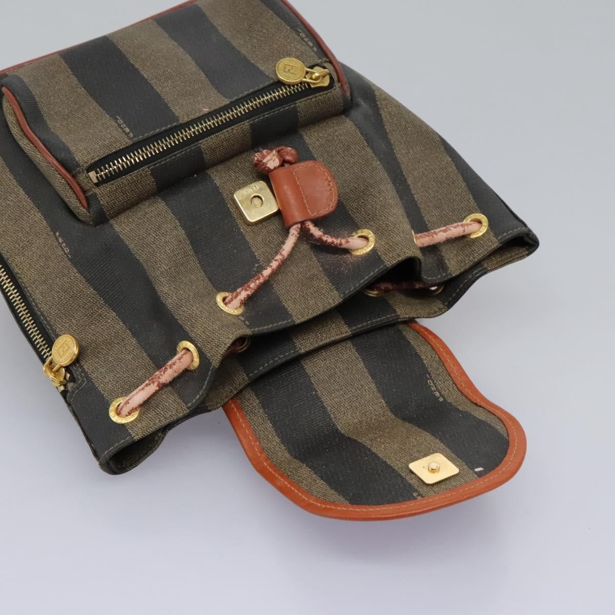 Fendi Pequin Front Pocket Backpack Coated Canvas, BROWN, CANVAS, Backpack