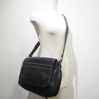 Celine Vintage Shoulder Bag Leather, BLACK, CALFSKIN, Shoulder bag