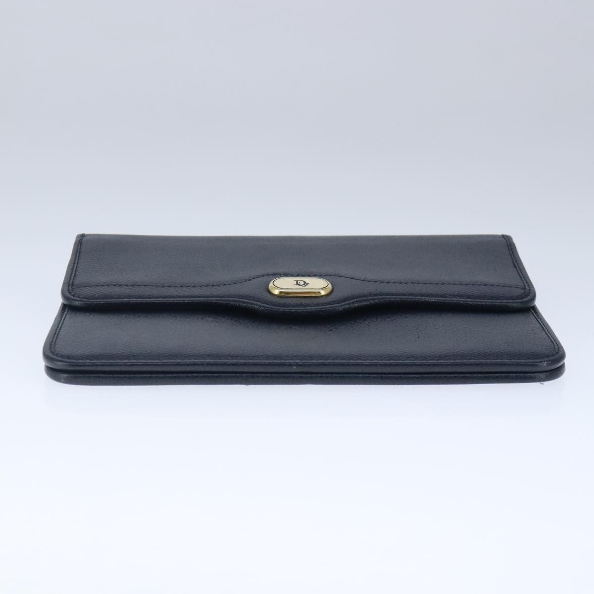 Christian Dior Vintage CD Chain Flap Shoulder Bag Leather, NAVY, LEATHER, Shoulder bag