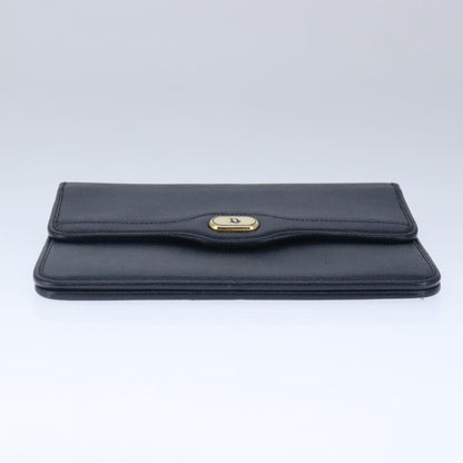 Christian Dior Vintage CD Chain Flap Shoulder Bag Leather, NAVY, LEATHER, Shoulder bag