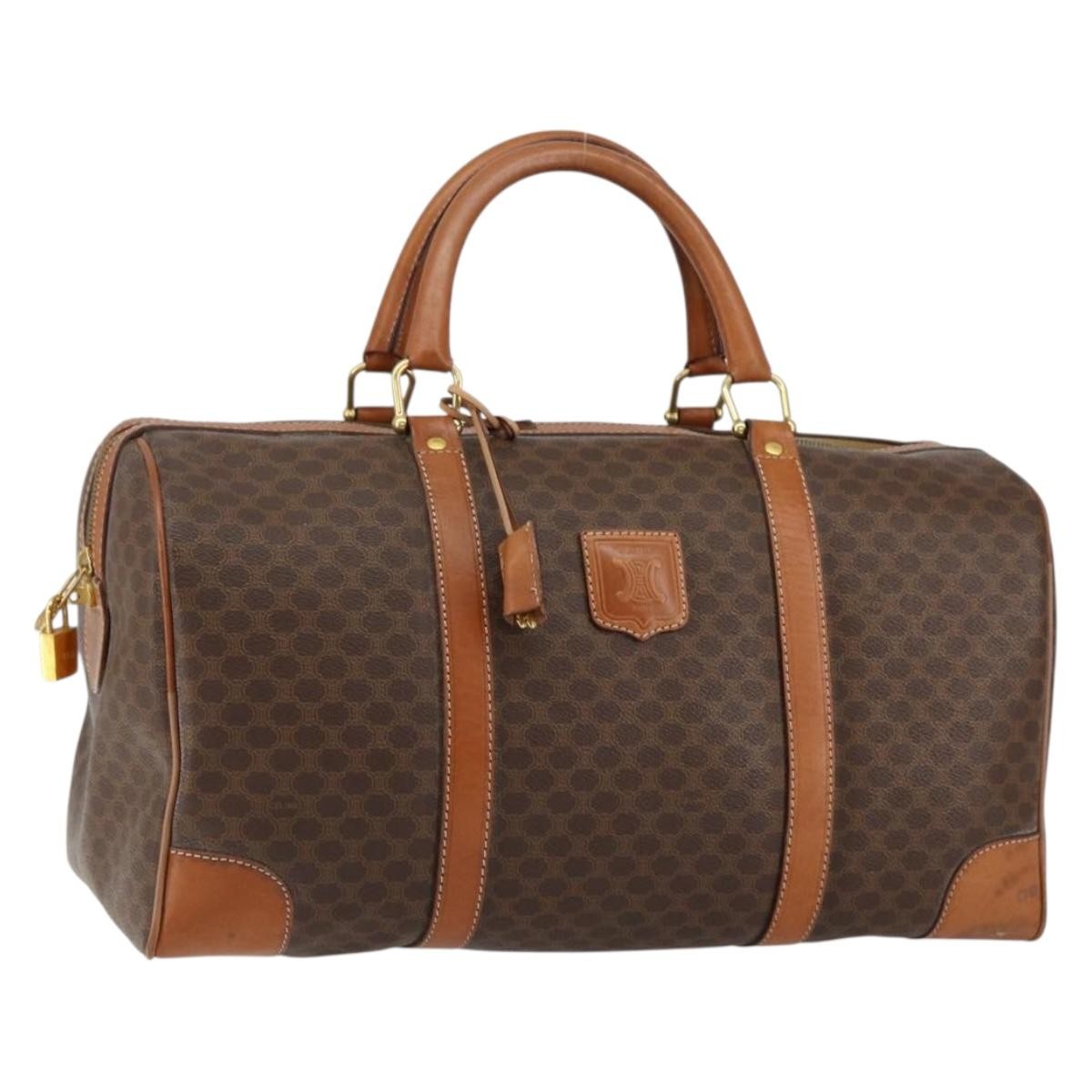 Celine Vintage Macadam Boston bag Canvas, BROWN, CANVAS, Travel bag