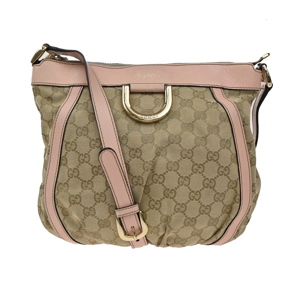 Gucci D-Ring Shoulder Bag (Outlet) GG Canvas, Brown, Canvas, Shoulder Bag
