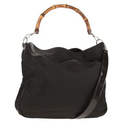 Gucci Vintage Bamboo Shoulder Bag Nylon, BROWN, NYLON, Shoulder bag